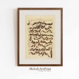 Music Sheet Printable Art, Cat Symphony Print, Music Wall Art, Printable Old Music Pages, Musical Scores Pages, Digital Download