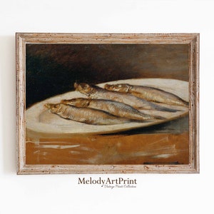 Sardines Still Life Print, Sardines Vintage Painting Art Print, Oil Painting, Printable Wall Art, French Kitchen Art, DOWNLOADABLE Wall Art