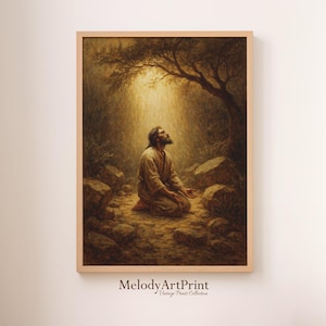 Garden of Gethsemane, Picture of Jesus Praying, Jesus Painting, Christian Printable Art, Bible Art, Jesus Print, Christian Art, Jesus Poster