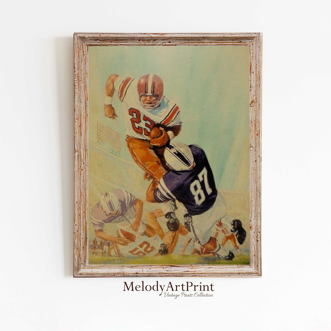 Vintage Football Art, Football Printable, Boys Room Artwork, Football Wall Art, American