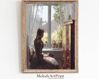 Victorian Woman Reading Print | Vintage Portrait Painting (Downloadable)