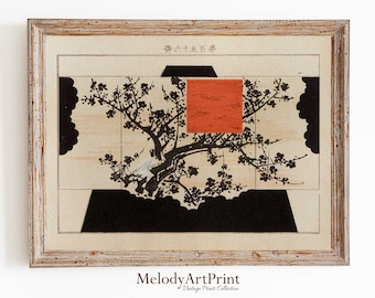 Vintage Japanese Tree Art Print: Black and White Asian Decor (Digital Download)