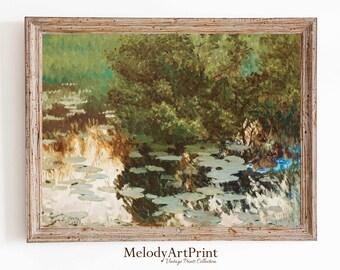 Lentelandschapsprint, kunst eendjes, schilderij meer, decor boerderij, afdrukbare kunst, downloadbare prints