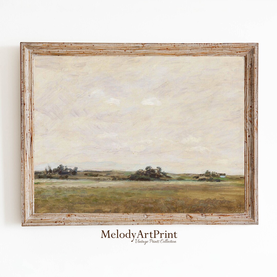 Vintage Landscape Painting, Moody Wall Art, Countryside Landscape Print ...