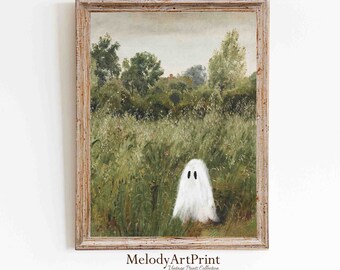 Spooky Ghost in Field Vintage Halloween Print (Digital Download)