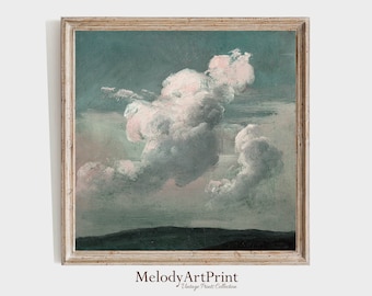 Vintage Cloud Painting: Moody Sky Landscape Art (Digital Download)