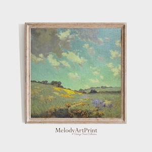 Square Print Vintage Meadow Oil Painting | Antique Square Art Print | Vintage Botanical Square Wall Art | Printable | Digital Download