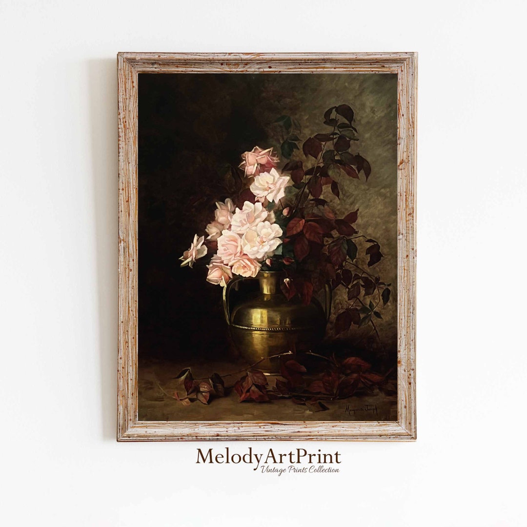 Vintage Floral Oil Painting – Moody Botanical Print (digital Download ...