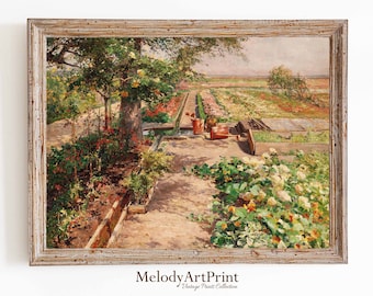 Vegetable Garden Vintage Painting, Kitchen Painting, Living Room Painting, Vintage Print, Antique Wall Art Print, Printable Digital Download