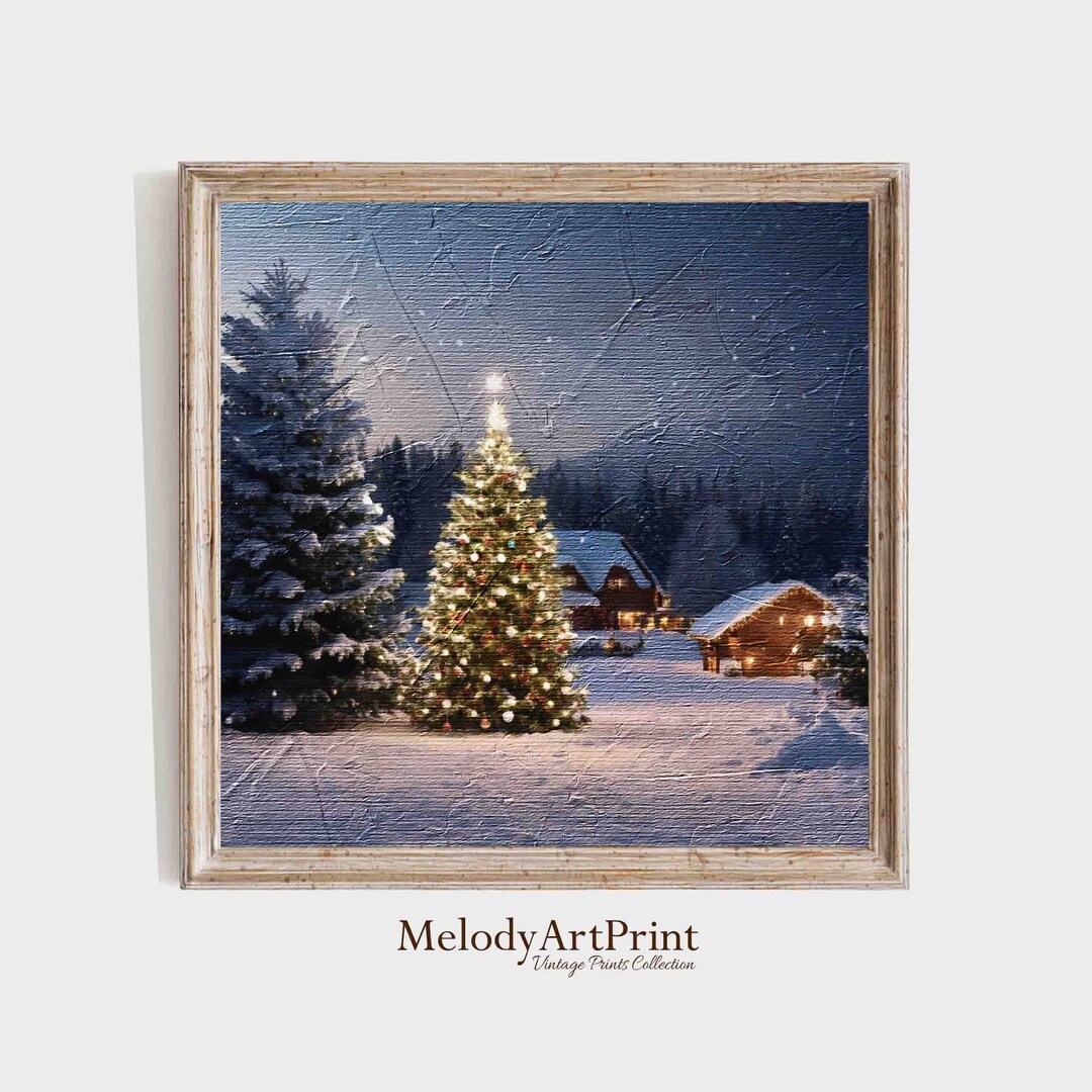 Vintage Christmas Wall Art Christmas Tree Art Printable Christmas Decor Vintage Christmas