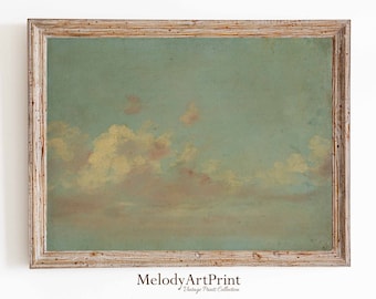 Vintage Sky Cloud Painting: Antique Landscape Art Print (Digital Download)