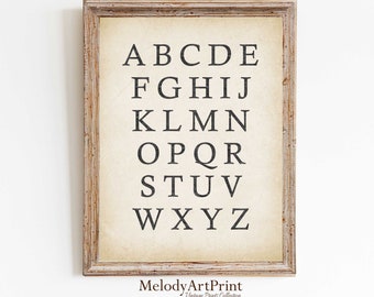 Vintage Alphabet Print: Nursery Wall Art (Digital Download)