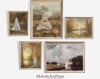 Halloween Ghost Print Set: Moody Autumn Landscape Gallery Wall (Digital Download)