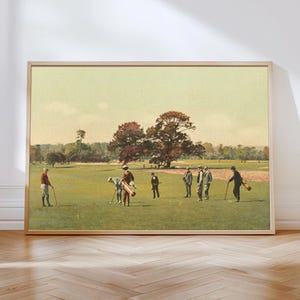 Golf Vintage Painting Landscape Art Print | Vintage Golf Course Wall Art | Golf Fan Gifts | Downloadable Printable Wall Decor