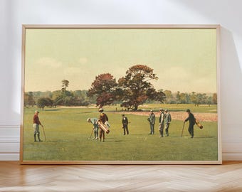 Golf Vintage Painting Landscape Art Print | Vintage Golf Course Wall Art | Golf Fan Gifts | Downloadable Printable Wall Decor