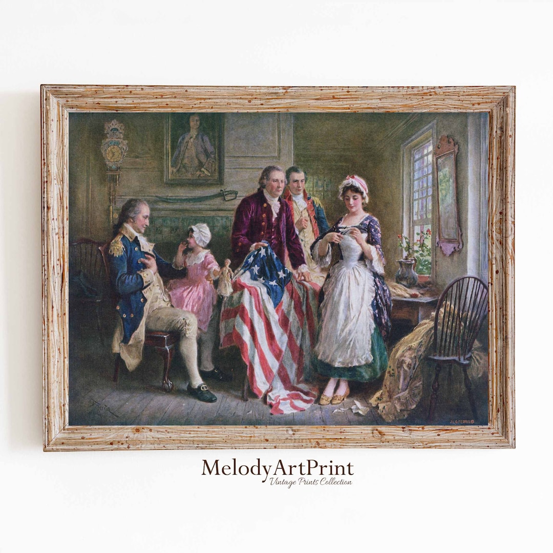 Vintage American Flag Painting | Patriotic American History Painting ...