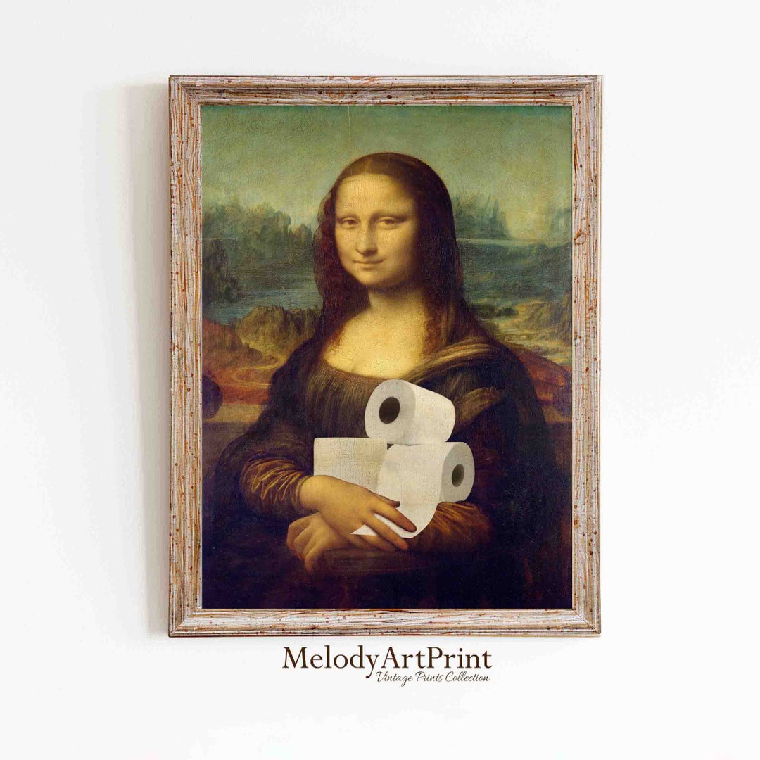 Funny Mona Lisa Bathroom Art Print, Toilet Paper Humor (digital ...