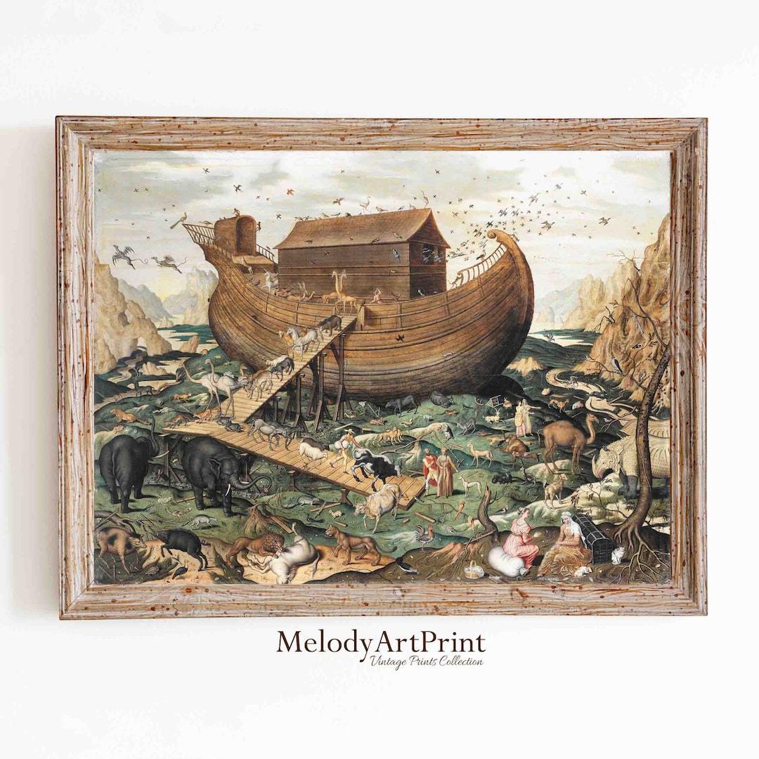 Noah's Ark Vintage Art Print: Christian Nursery Decor (digital