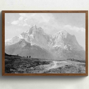 Vintage Mountain Wall Art, Mountain Print, Print Wall Art, Digital Download Print, Poster Print, PRINTABLE Digital Art Black and White