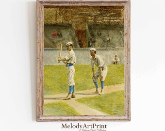Vintage Baseball Players Wall Art Print: Sport Poster Boys Room Decor (Digital Download)