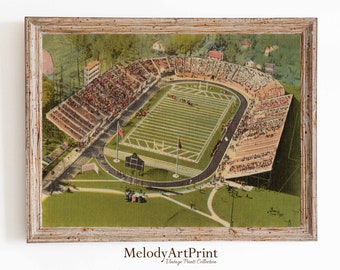 Football Stadium Print, Vintage Prints, Sports Poster, Football Fan Gift, Vintage Football Art, Downloadable Printable, Football Field