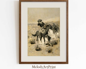 Vintage Cowboy Oil Painting Print | Western Wall Art (Digital Download)