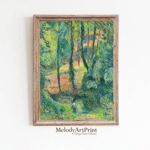 Forest Oil Painting Print, Farmhouse Print, Downloadable Print, Printable Artwork, Muted Landscape, Instant Download Art, Nature Art Prints