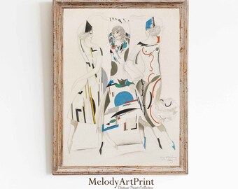 Vintage Costume Design Art Print: Abstract Humoresque Painting (Digital Download)