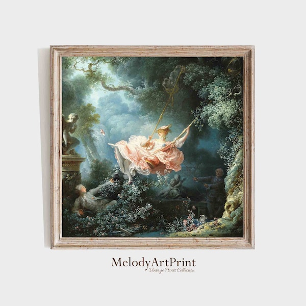 The Swing by Jean Fragonard | Rococo Portrait Painting | Classical Art Print | Vintage Square Print | Printable Wall Art | Digital Download