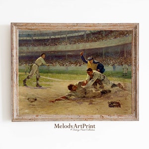Baseball Game Print, Vintage Sports Poster, Baseball Mom Gift, Vintage Baseball Art, Downloadable Printable, Bat, Glove, Ball