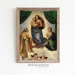 Madonna Sykstyńska Cyfrowe Pobieralne Wydruki, Madonna Sixtina Sztuka Ścienna, Klasyczne Malarstwo, Plakat Madonna Sixtina, Malarstwo Renesansowe