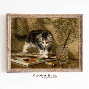 Vintage Kätzchen Malerei Druck: 19th Century Cat Art (Digitaler Download)