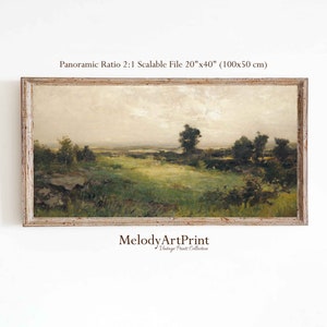 Vintage Landscape Long Wall Art | Panoramic Scenery Digital Decor | Bedroom Art Print
