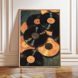 Retro Vinyl Record Wall Art, Eclectic Music Poster, Vintage Inspired Printable Decor, Trendy Digital Art for Music Lovers