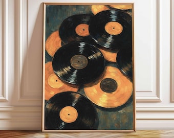 Retro vinylskivtryck: Eklektisk musikälskare väggkonst (digital nedladdning)