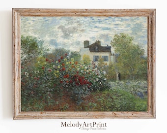 Pintura al óleo de rosas de jardín, arte de cabaña vintage imprimible, impresión vintage de verano, descarga digital