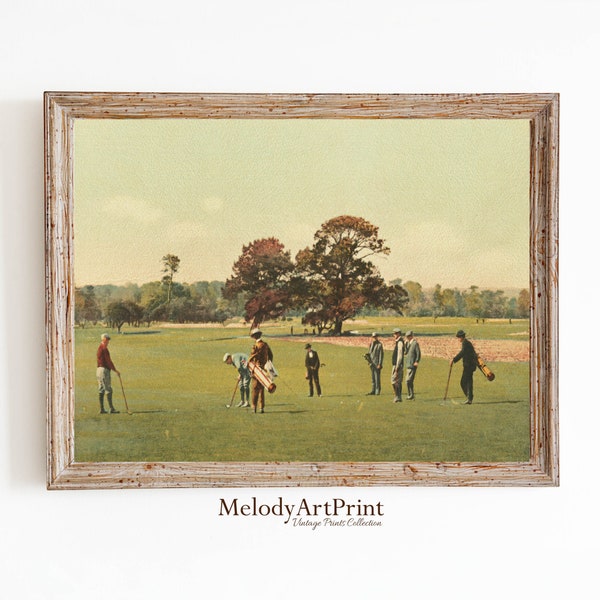 Golf Vintage Painting Landscape Art Print | Vintage Golf Course Wall Art | Golf Fan Gifts | Downloadable Printable Wall Decor