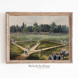 Baseball Vintage Print, Game of Baseball Wall Art, Baseball Players, Sport Poster, Baseball Field, Downloadable Printable, Sports Wall Decor