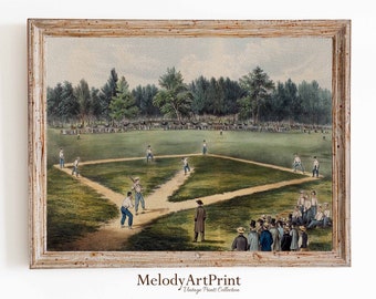 Vintage Baseball Print, Classic Sports Wall Decor for Boys Room, Man Cave (Digital Download)