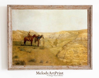Impression de peinture de cow-boy vintage : décoration western rustique (téléchargement numérique)