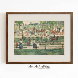 Vintage New York, Central Park Art, Digital Print, Colorful Wall Art, Watercolor Painting, Vintage Cityscape Painting, Printable Artwork