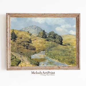 Mountain Art Printt | Rustic Mountain Painting | Vintage Landscape Digital Print | Mountain Wall Art | Downloadable PRINTABLE