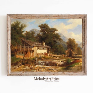 PRINTABLE Landscape Art | Vintage Print Country Landscape Painting | Digital Download
