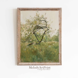 Spring Meadow Vintage Oil Painting, Countryside Print, Farmhouse Wall Decor, Vintage Flower Field, Digital Wall Art Download, Printable Art