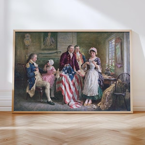 Vintage American Flag Painting | Patriotic American History Painting | Memorial Day or July 4th Printable Wall Art