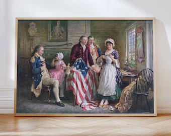 Vintage American Flag Painting | Patriotic Wall Art (Digital Download)