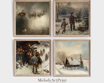 Vintage Christmas Print Set | Pastel Holiday Gallery Wall (Digital Download)