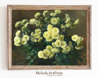 Vintage Floral Oil Painting Print: Still Life Flower Art (Digital Download)