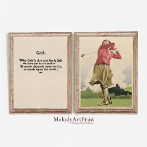 Golf Quote Poster, Golf Set of 2 Prints, Vintage Golf Course Wall Art, Golfer Gifts Ideas, Downloadable Printable, Golfer Wall Decor