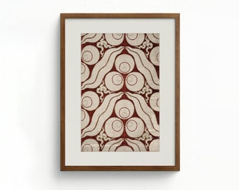Vintage Textile Art Print | Abstract Geometric Tapestry (Digital Download)